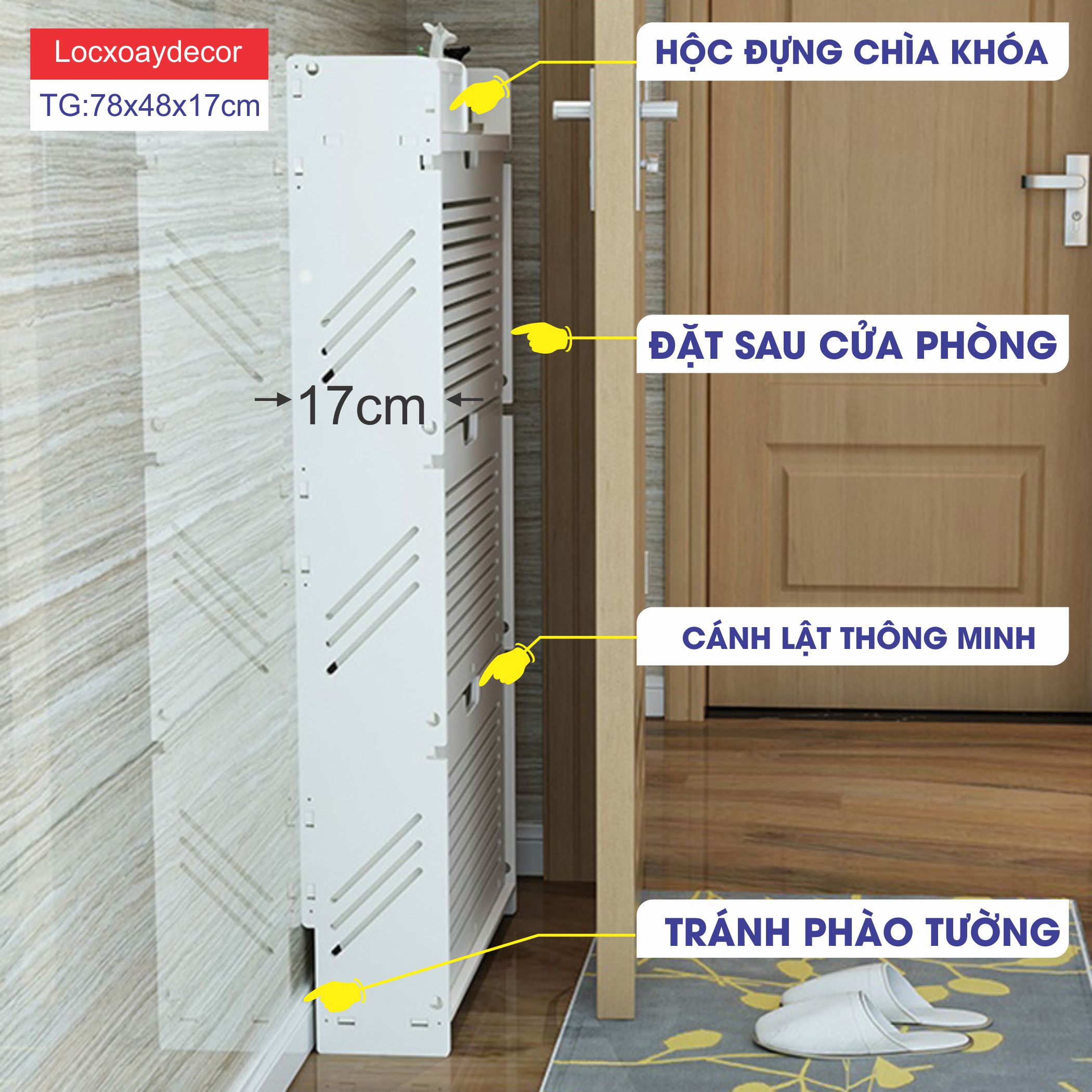 Tủ giầy siêu mỏng chứa 4-6 đôi giày dép