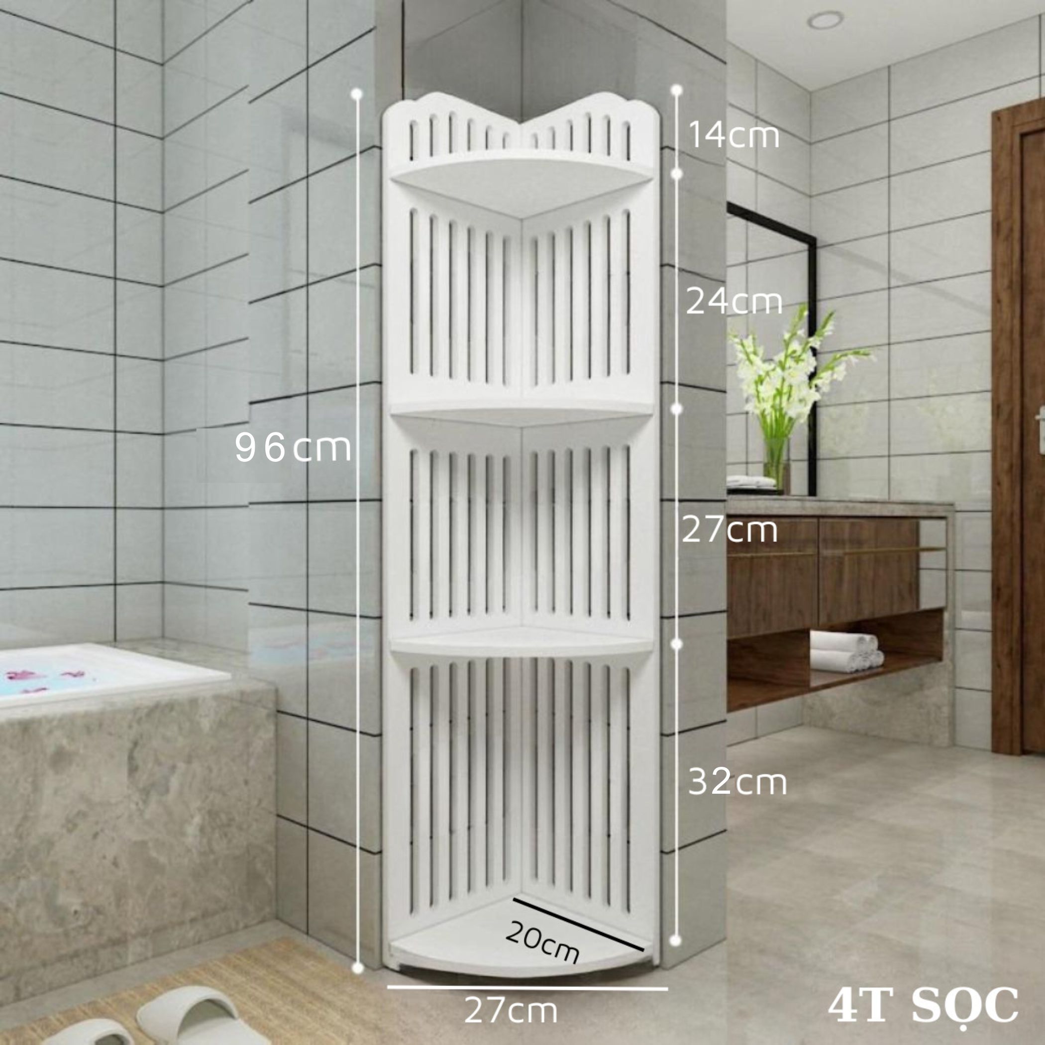 Kệ Góc Tường 4 Tầng Họa Tiết Nan
